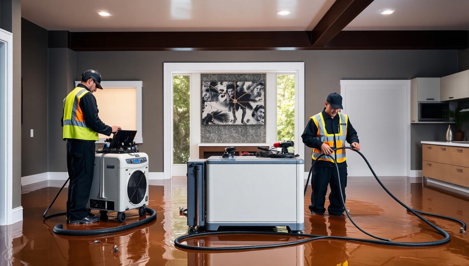 Technicians restoring a flooded home